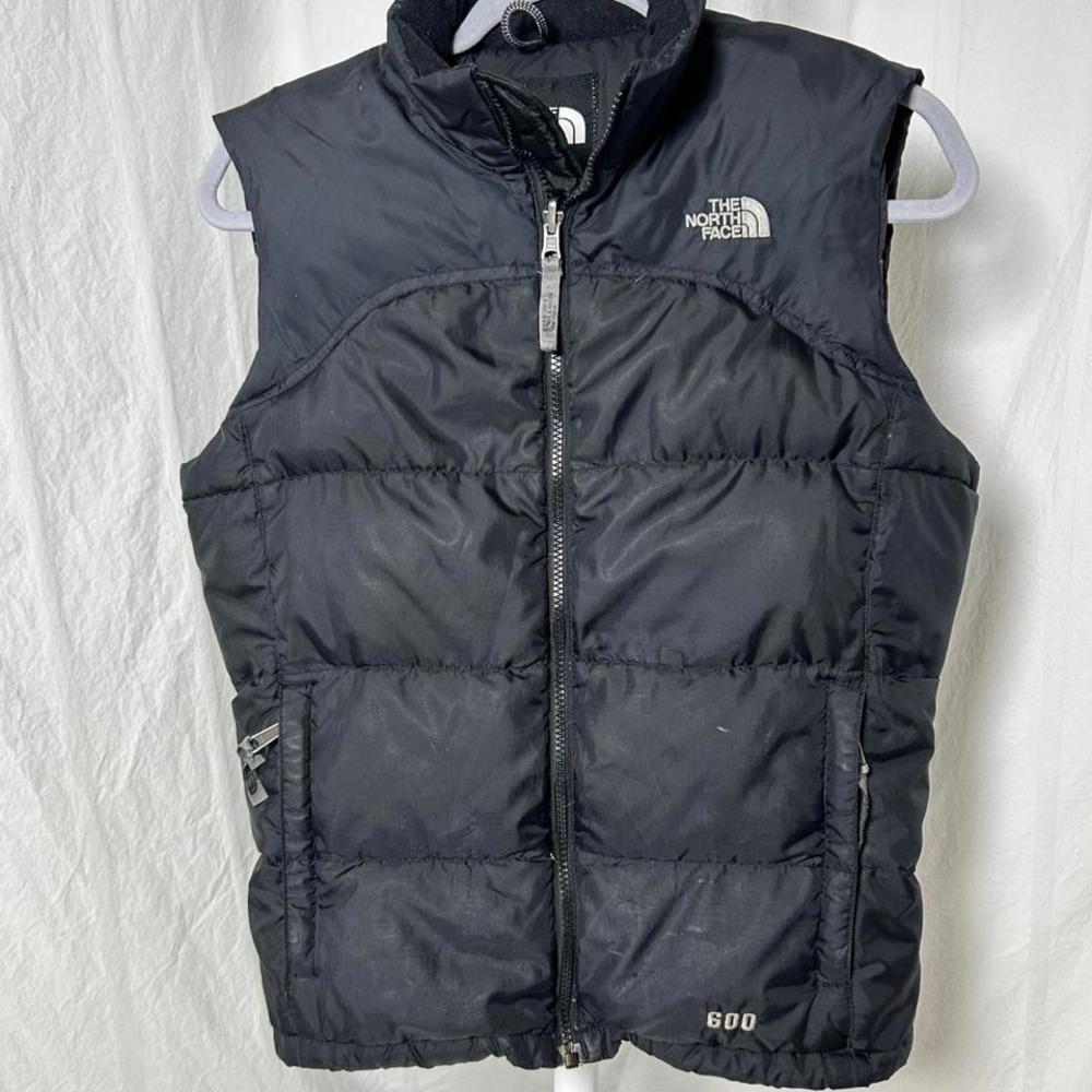 North Face Girls Sz‎ L Black Down Puffer Vest 600 Fill